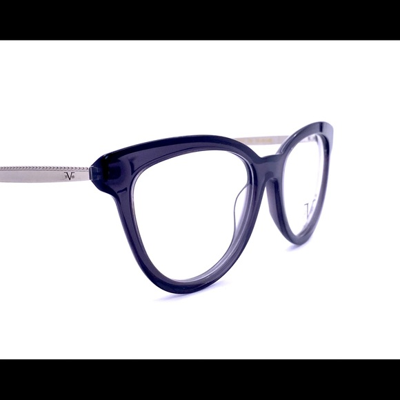 Retro Look Cat-Eye Glasses Black Acetate & Gunmetal Temples - Picture 7 of 15